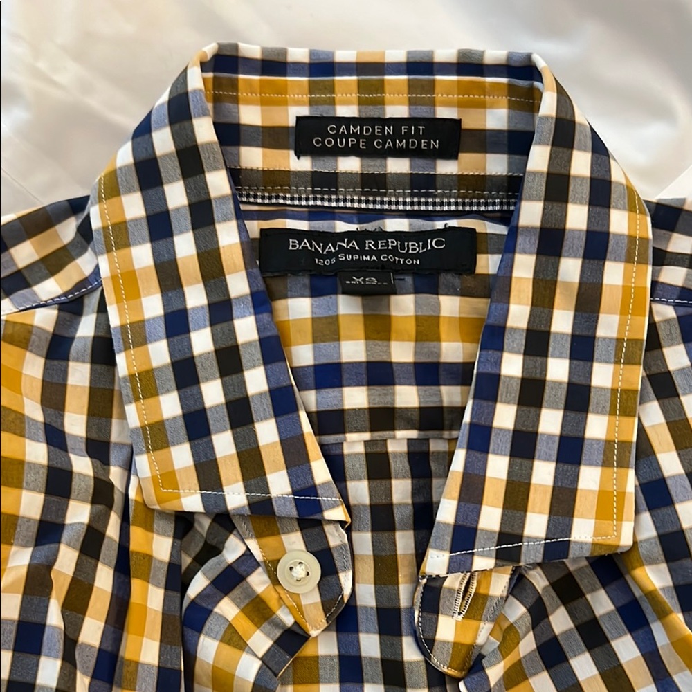 Banana Republic Camden Fit Men's Checkered Shirt - Blue, Yellow, White